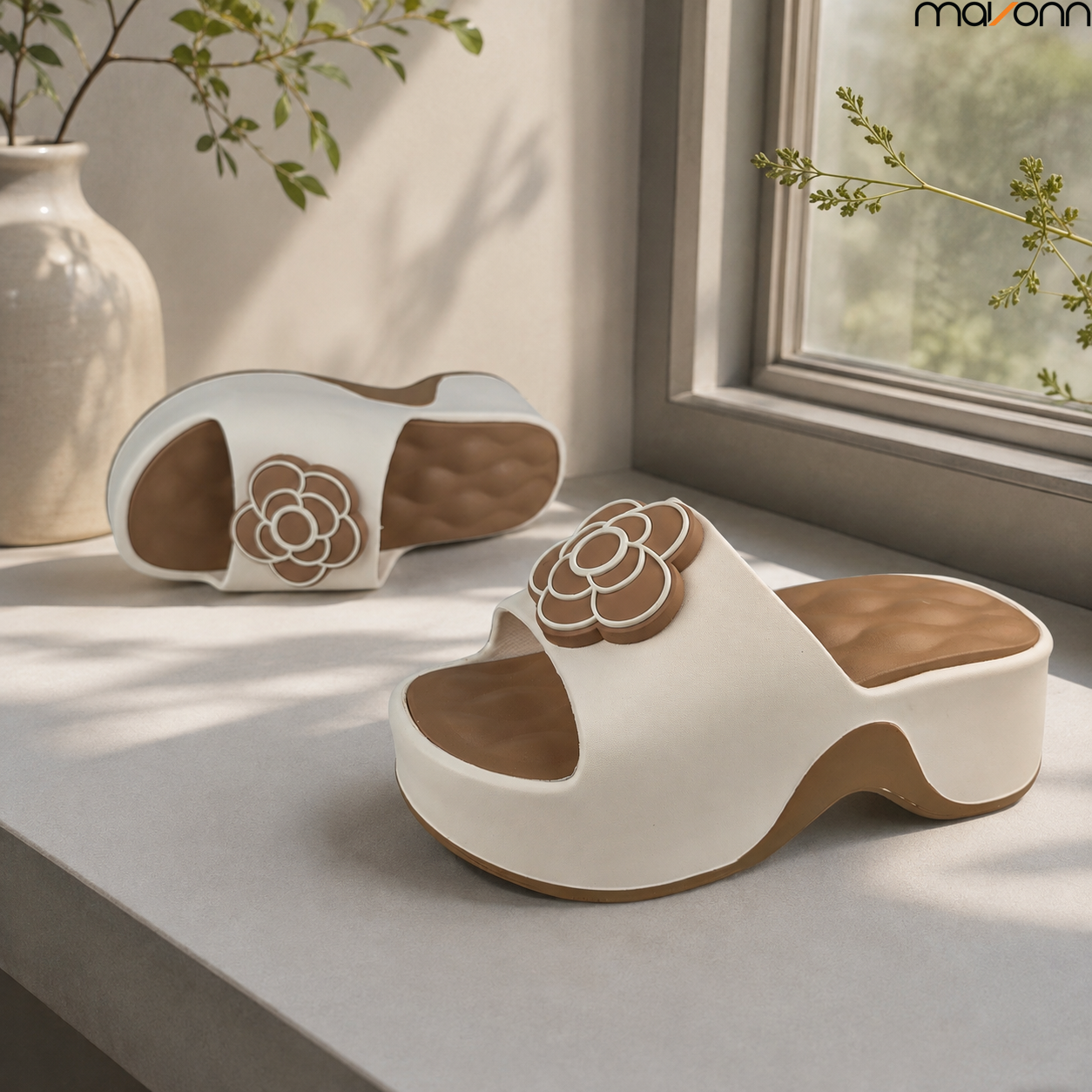 đ¸ Mavonn Floral Comfort Wedge Sandal