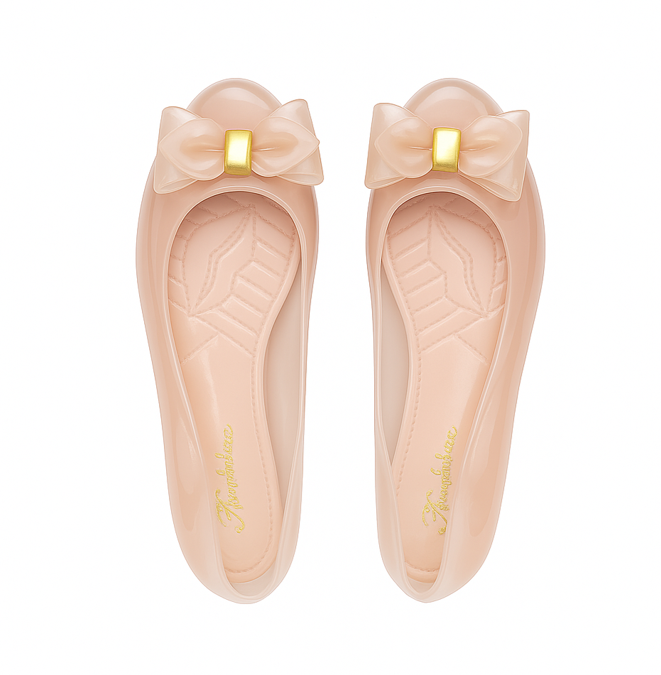 Women Chic Gloss Bow Flats