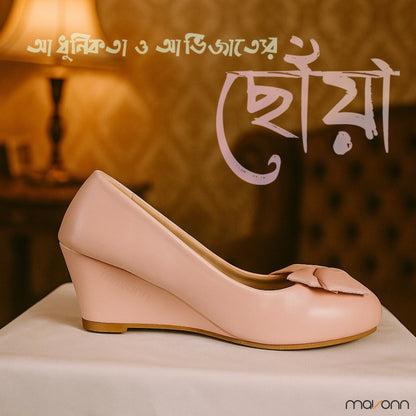 Women Bow Wedge Heels