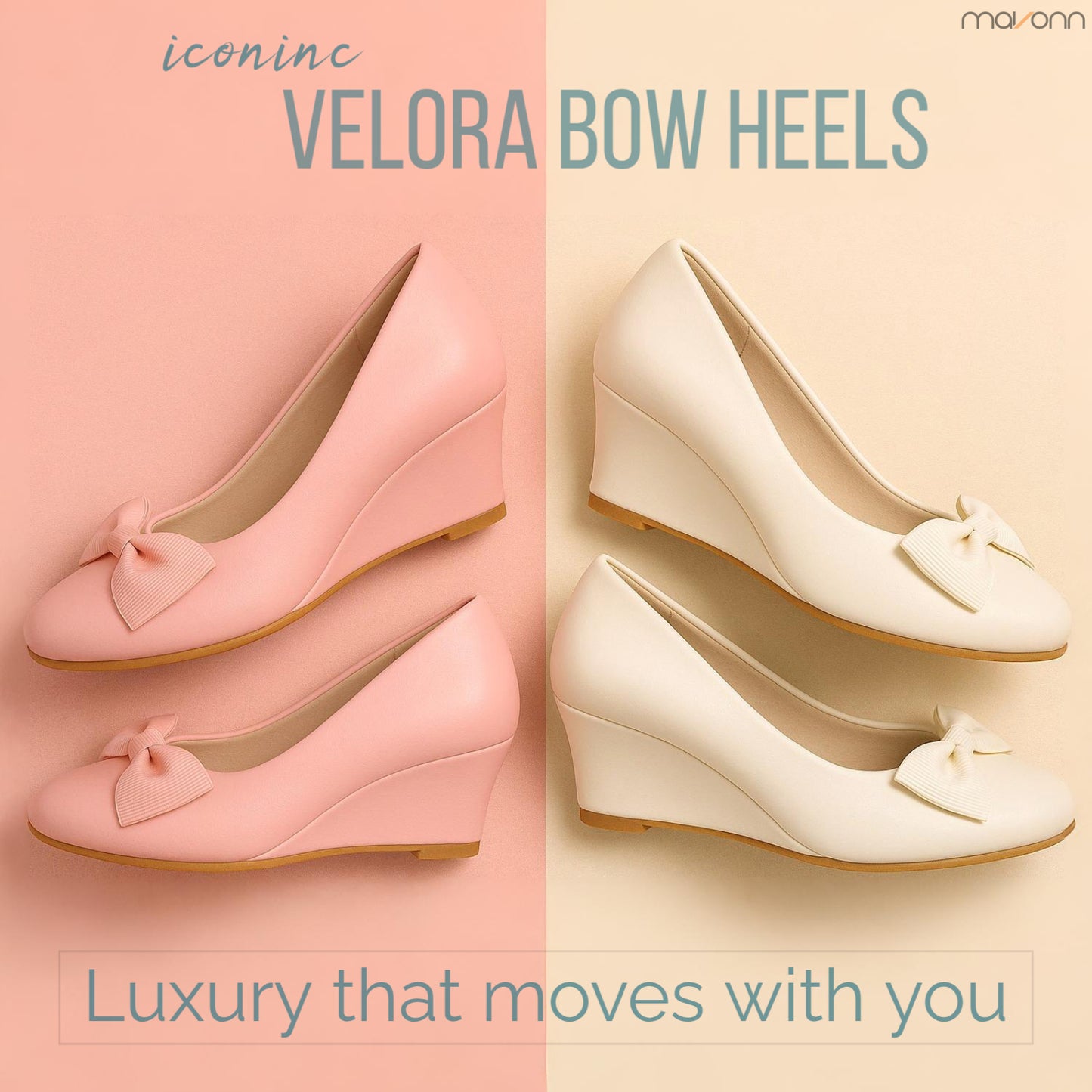 Women Bow Wedge Heels