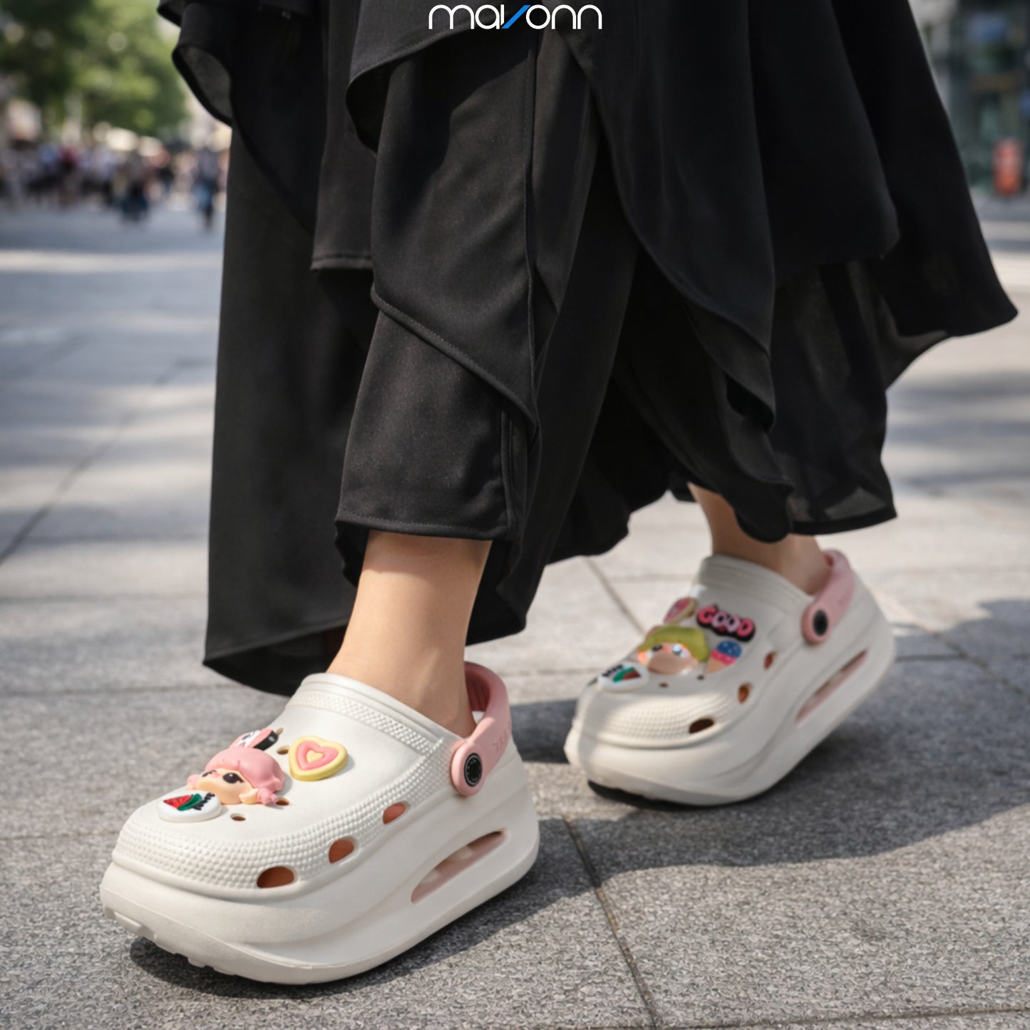 Women Doll Charm Crocs- Off white | Beige Edition