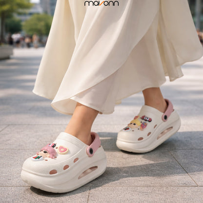 Women Doll Charm Crocs- Off white | Beige Edition