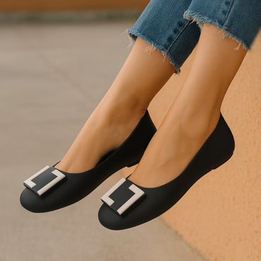 Women Semi-Transparent Buckle Flats