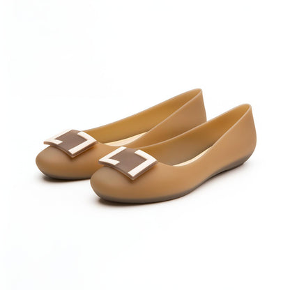 Women Semi-Transparent Buckle Flats