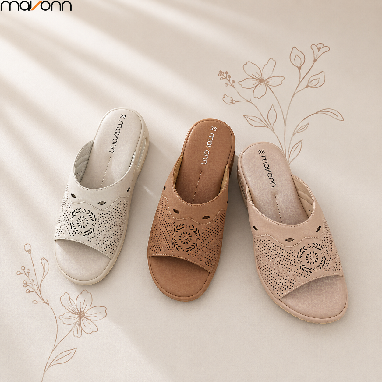 🌸 Mavonn Floral Comfort Wedge Sandal