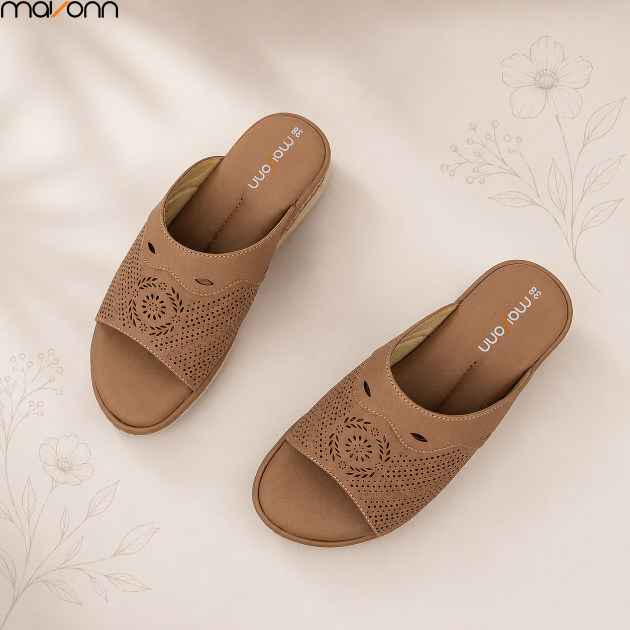 🌸 Mavonn Floral Comfort Wedge Sandal