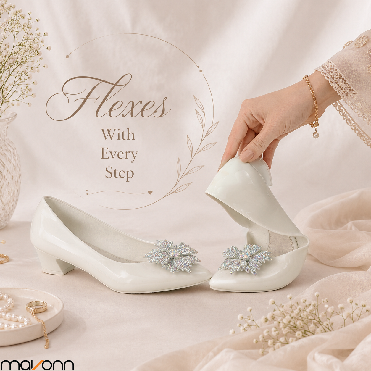 👠 Mavonn Crystal Bloom Semi Heel