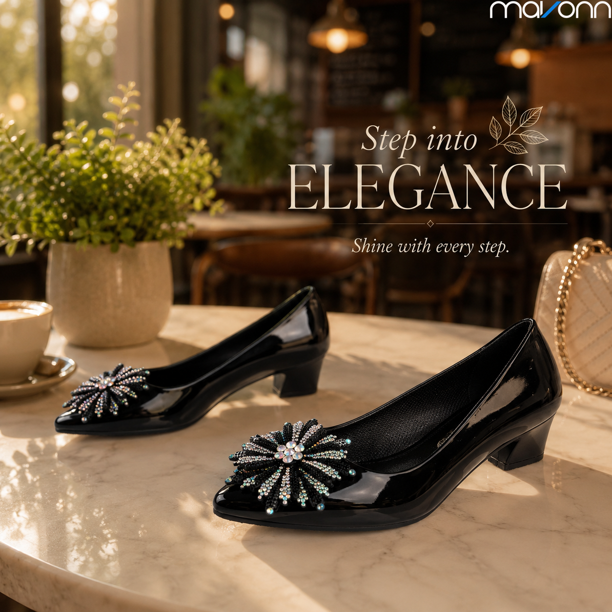 👠 Mavonn Crystal Bloom Semi Heel