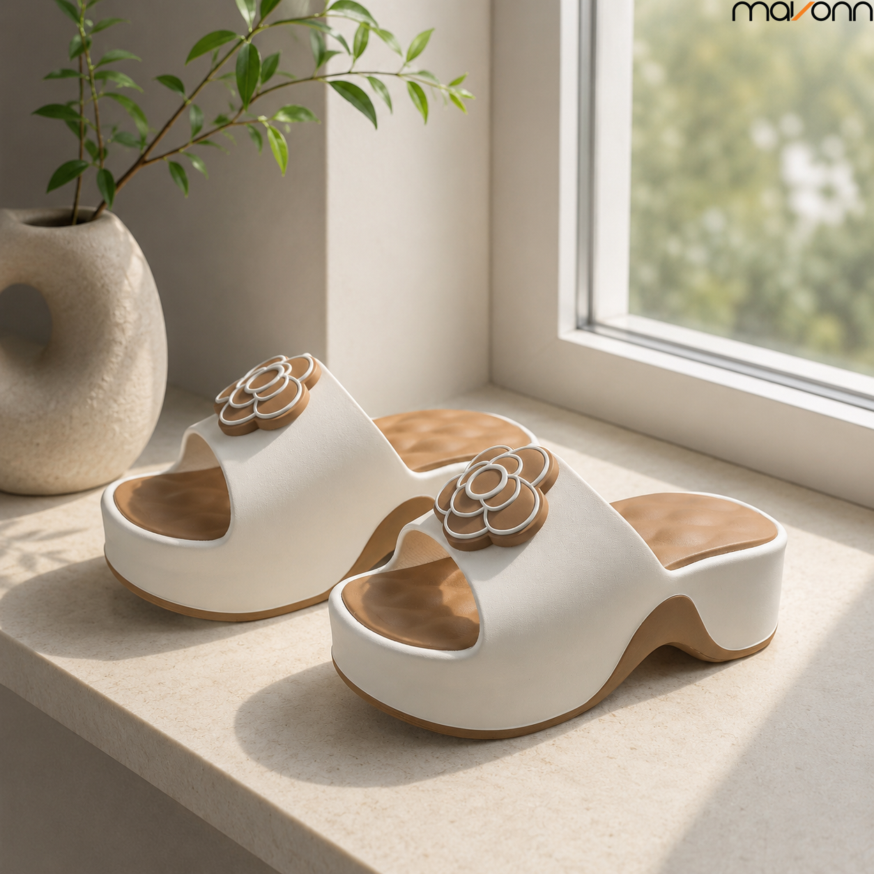 🌸 Mavonn Floral Comfort Wedge Sandal