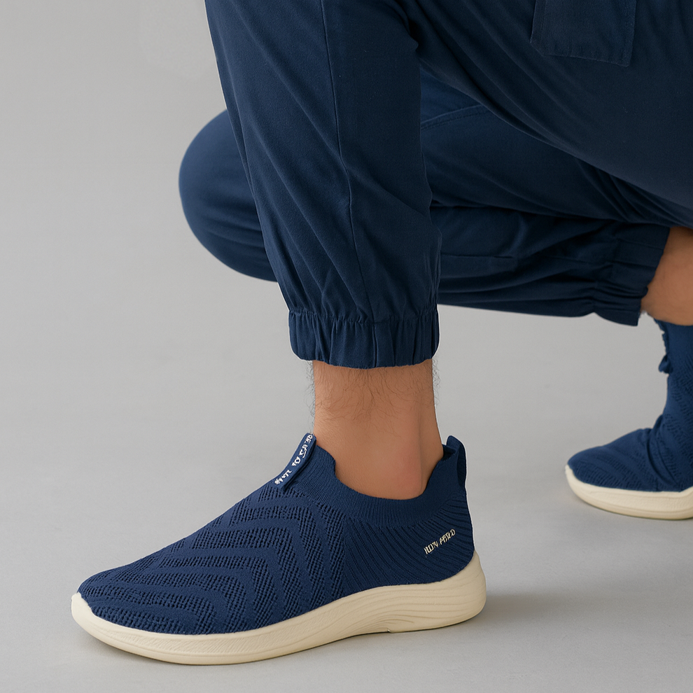MeshKnit Runner Sneaker — Grey and Blue Edition