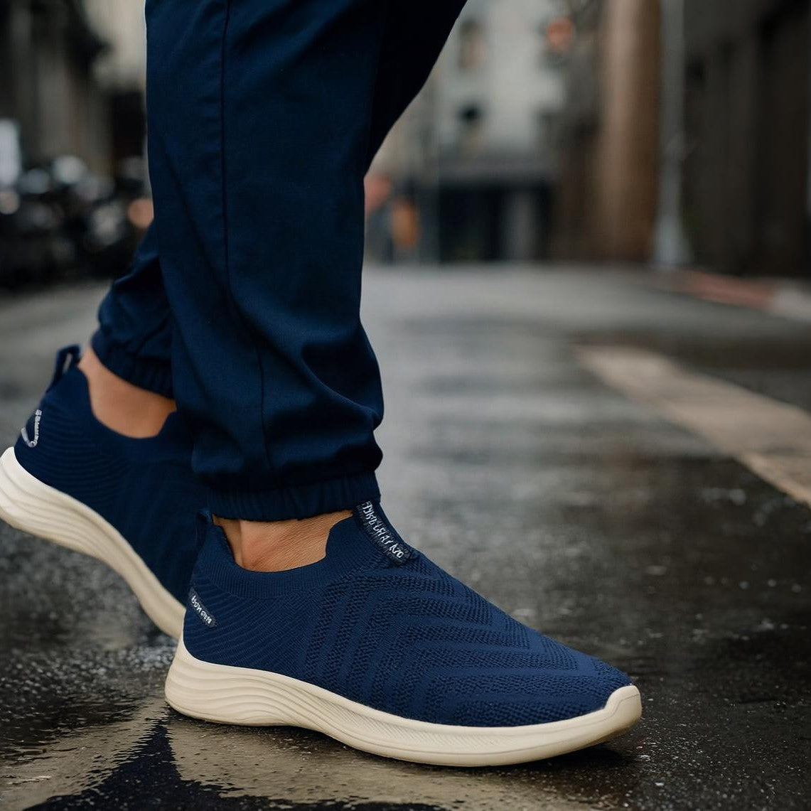 MeshKnit Runner Sneaker — Grey and Blue Edition
