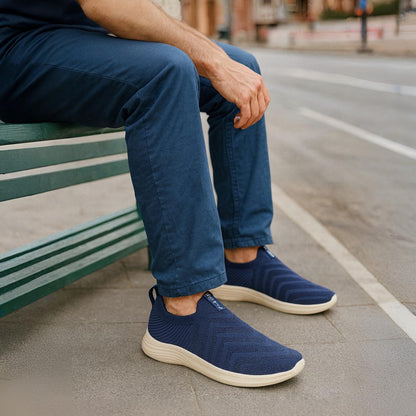 MeshKnit Runner Sneaker — Grey and Blue Edition