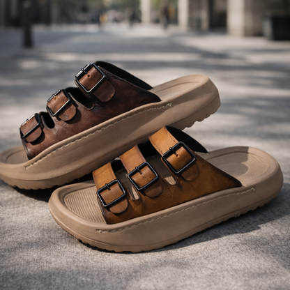 Mavonn Leather Flex Slip On Tri-Strap 🚶