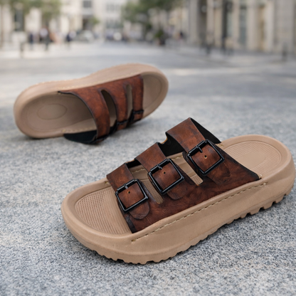 Mavonn Leather Flex Slip On Tri-Strap 🚶