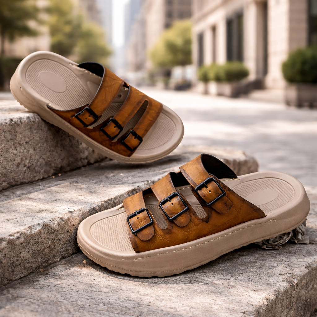 Mavonn Leather Flex Slip On Tri-Strap 🚶