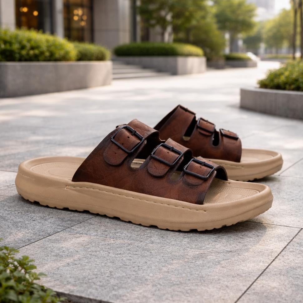 Mavonn Leather Flex Slip On Tri-Strap 🚶