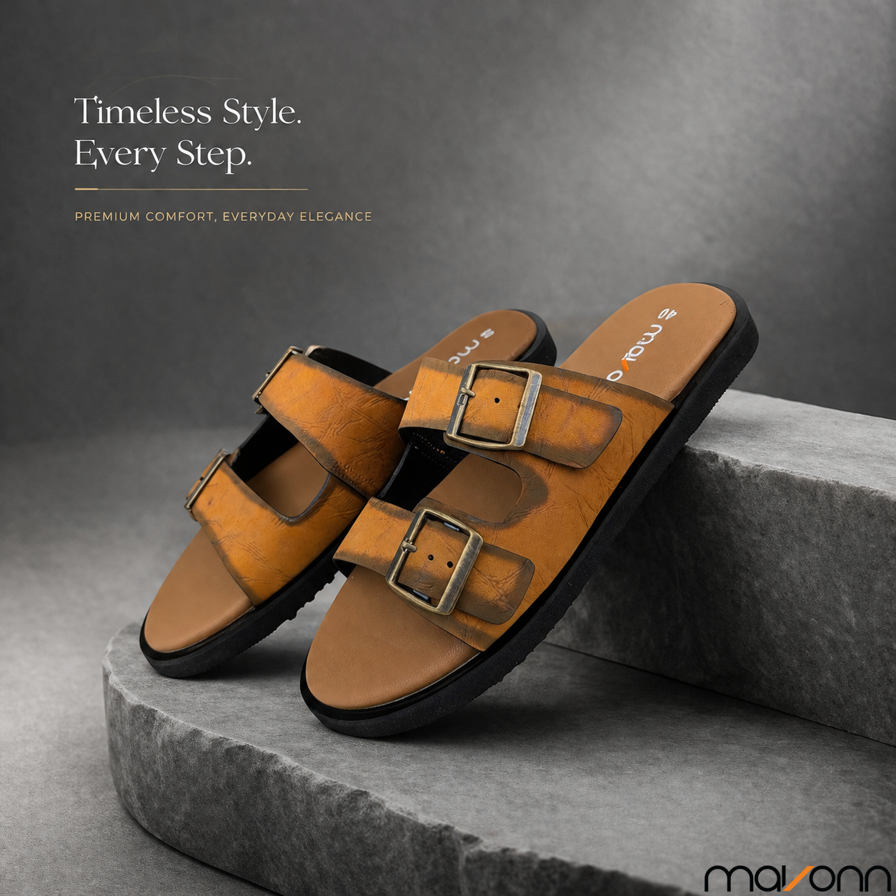 👞 Mavonn Heritage Buckle Slide – OG Leather