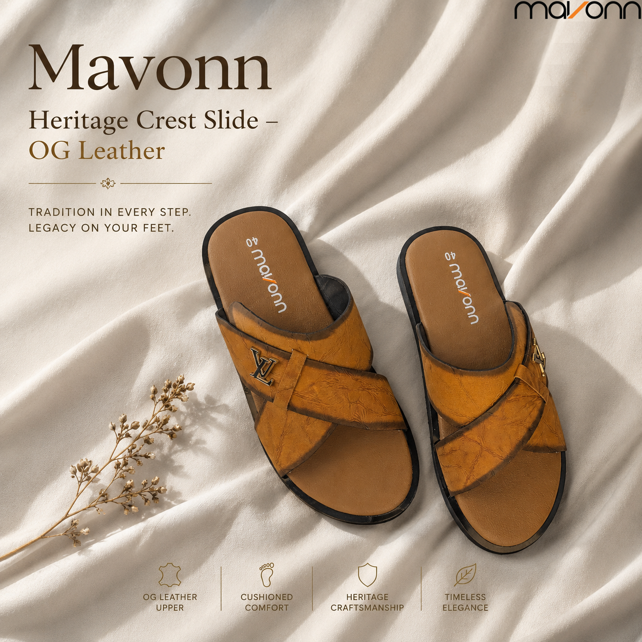 👞 Mavonn Heritage Cross Slide – OG Leather ✨