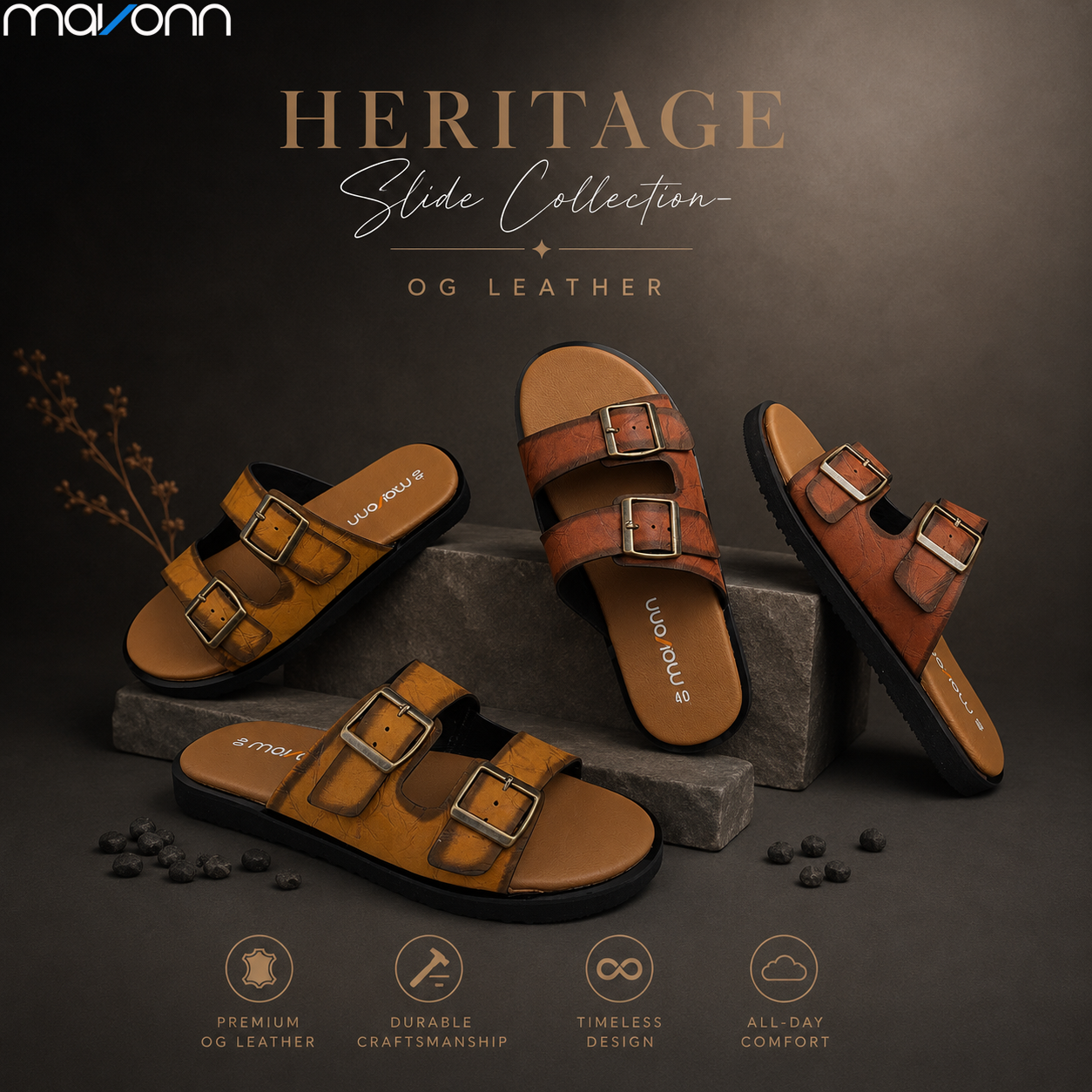 👞 Mavonn Heritage Buckle Slide – OG Leather