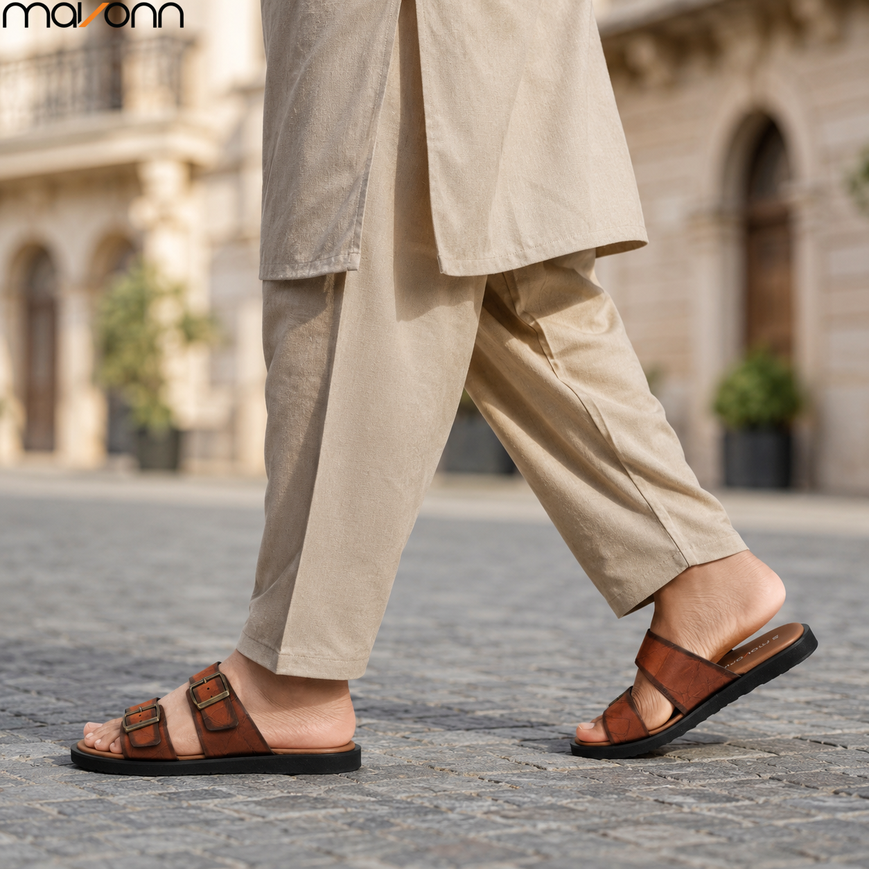 👞 Mavonn Heritage Buckle Slide – OG Leather