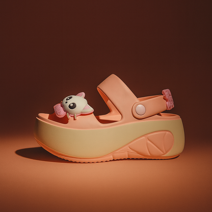 Women Cute Cat Platform Slides
