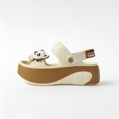 Women Cute Cat Platform Slides