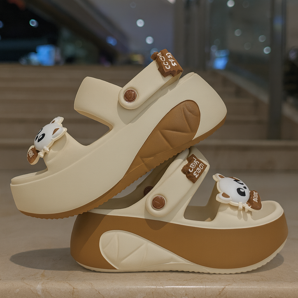 Women Cute Cat Platform Slides