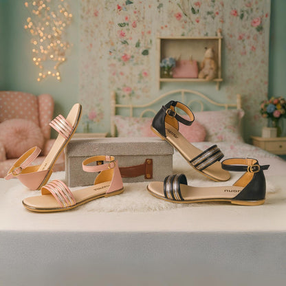 Women Chic Sparkle Strap Flats