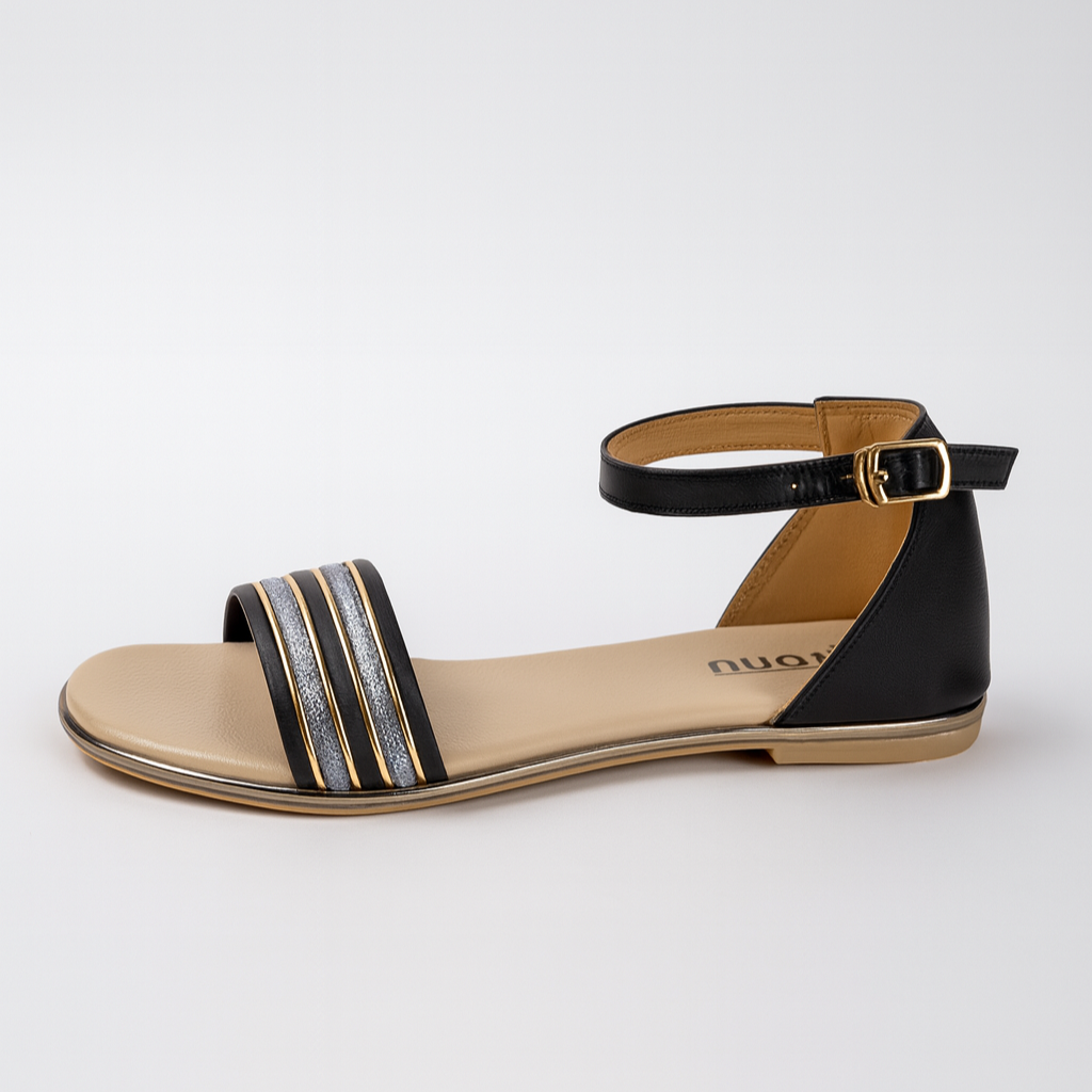 Women Chic Sparkle Strap Flats