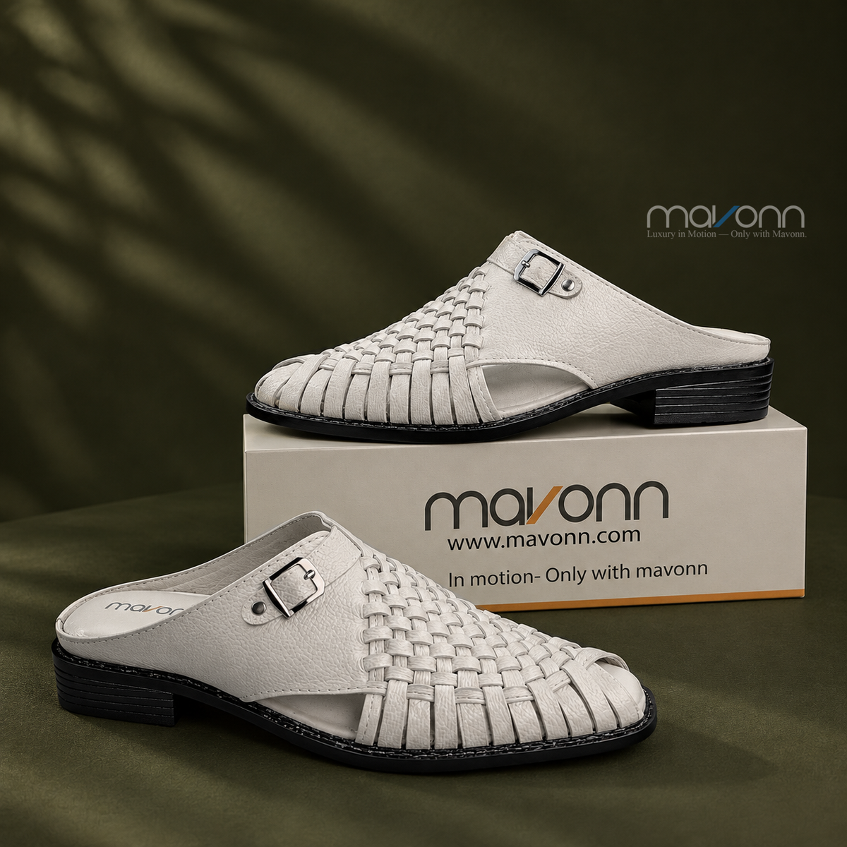 👞 Mavonn Prestige Mule Crafted – White Edition🤍