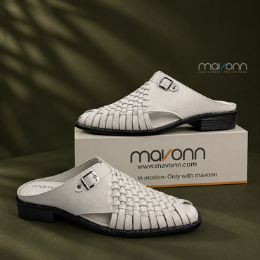 👞 Mavonn Prestige Mule Crafted – White Edition🤍