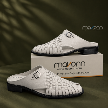 👞 Mavonn Prestige Mule Crafted – White Edition🤍