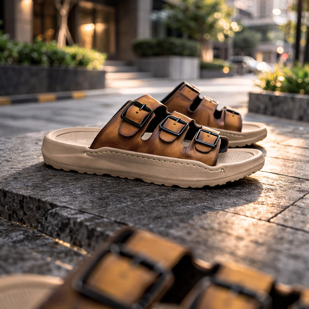 Mavonn Leather Flex Slip On Tri-Strap 🚶