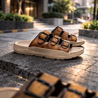 Mavonn Leather Flex Slip On Tri-Strap 🚶