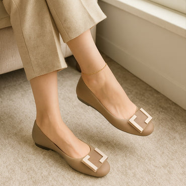 Women Semi-Transparent Buckle Flats