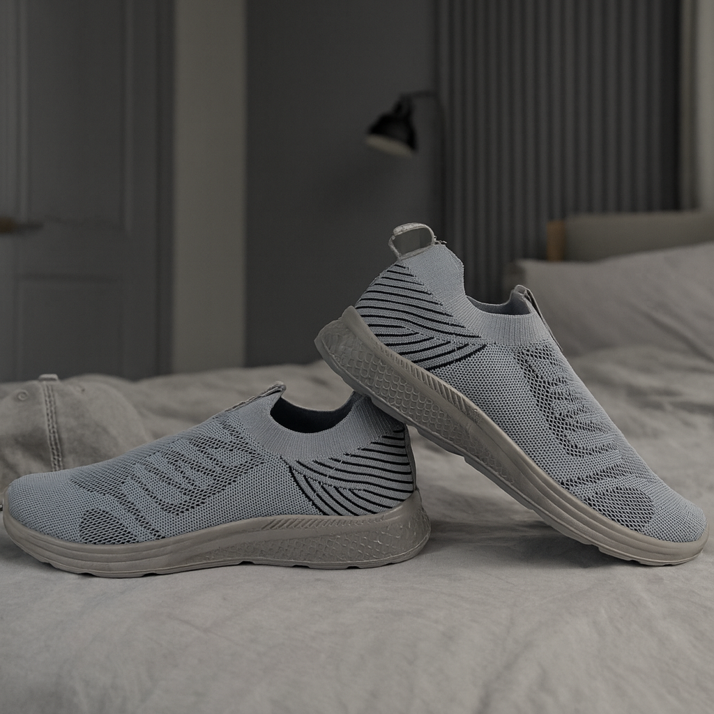 MeshKnit Runner Sneaker — Grey and Blue Edition