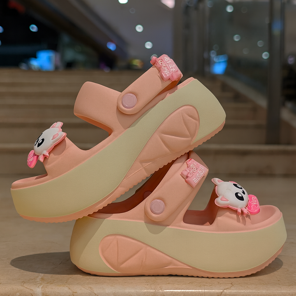 Women Cute Cat Platform Slides