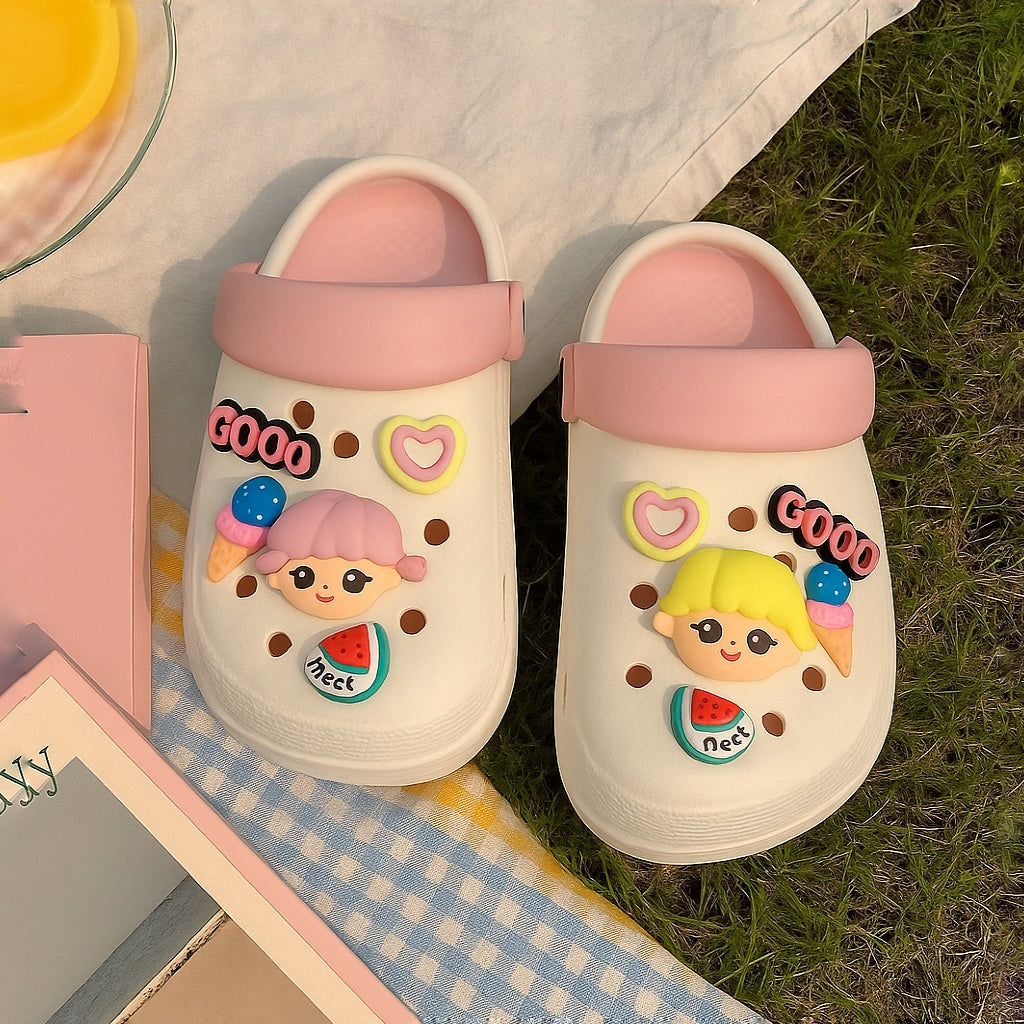 Women Doll Charm Crocs- Off white | Beige Edition