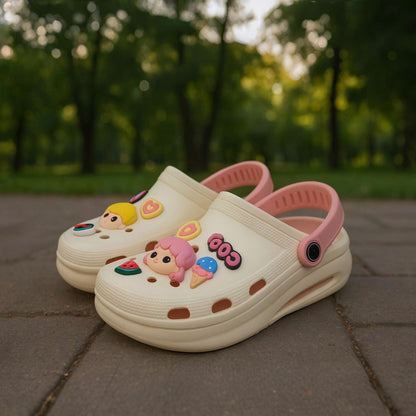 Women Doll Charm Crocs- Off white | Beige Edition