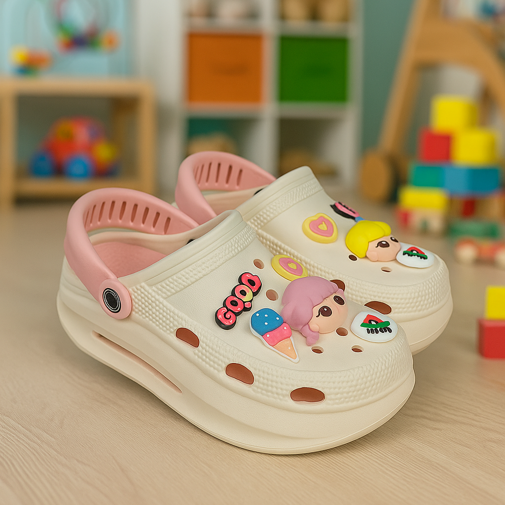Women Doll Charm Crocs- Off white | Beige Edition