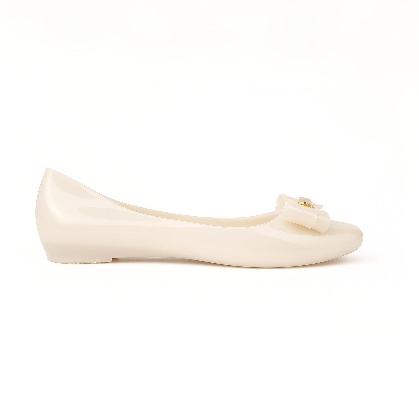 Women Chic Gloss Bow Flats – Light Pink | Black | Off White