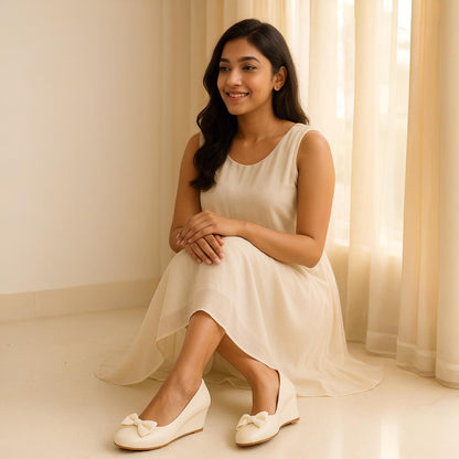 Women Bow Wedge Heels