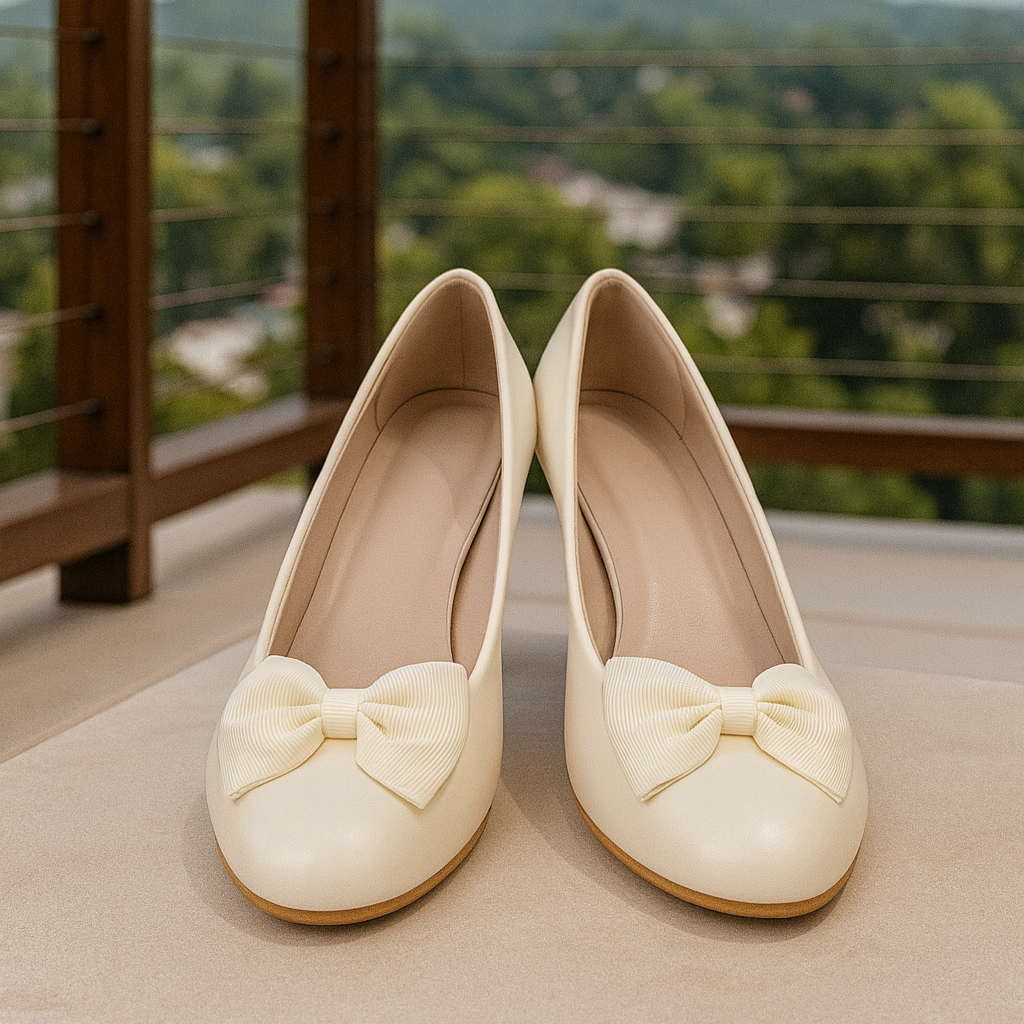 Women Bow Wedge Heels